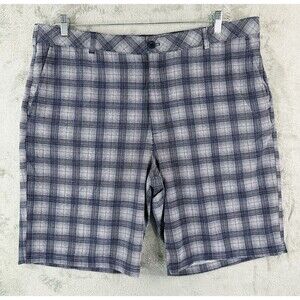Izod Blue Plaid Stretch Breathable Lightweight Golf Shorts Men's Sz 42